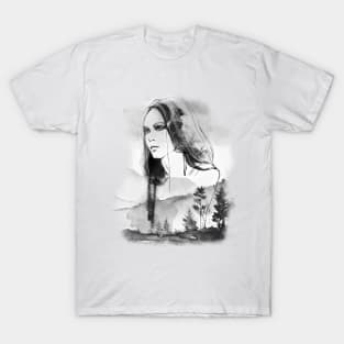 watercolor forest woman T-Shirt